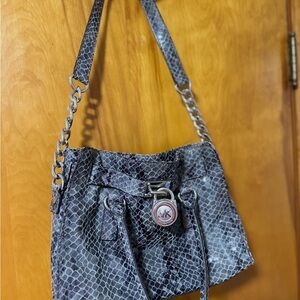 MICHAEL Michael Kors Gray Snake Print Shoulder Bag